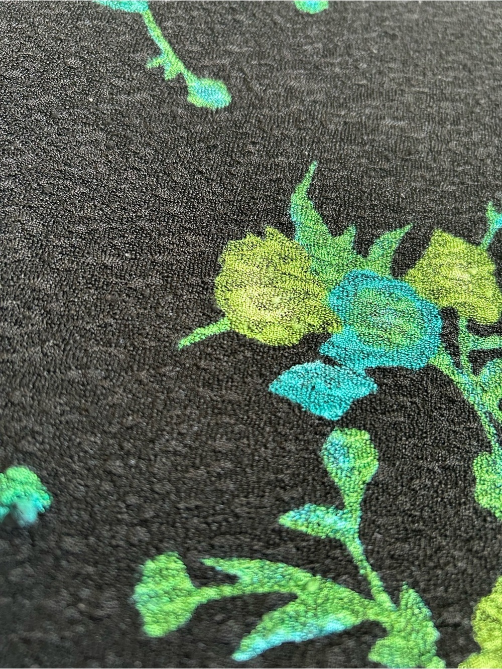 French Laundry Black Teal Green Floral Blouse Size Medium - Picture 5 of 10
